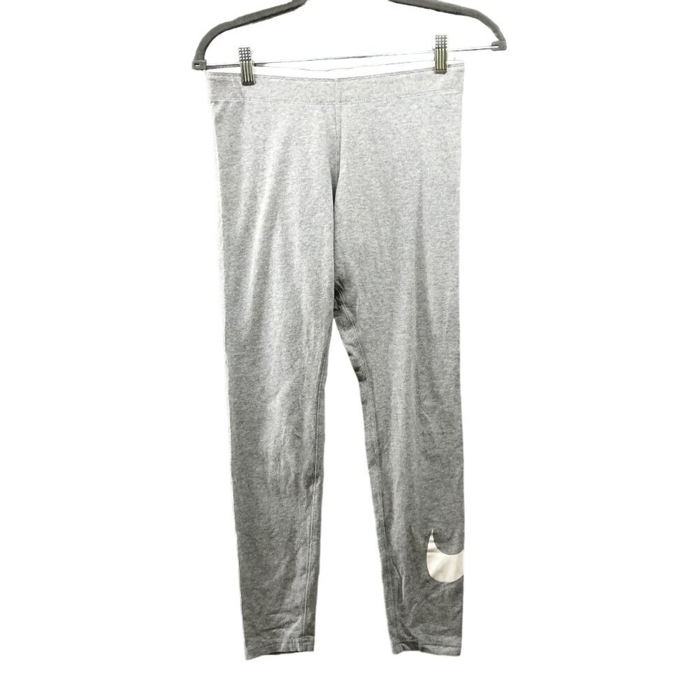 Nike Club Logo Leggings Womens M Gray Swoosh Cotton Blend Yoga Gym‎ Lounge